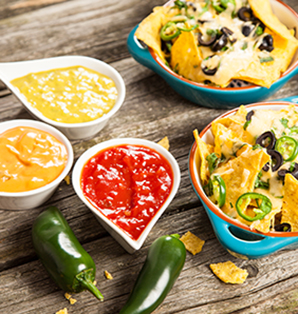Spicy Nachos with Three Different Dips
