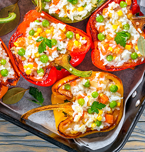 dinner recipe rice stuffed peppers