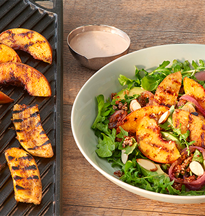 Grilled Peach & Banana Salad with Arugula