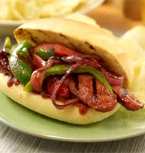 Grilled Smoked Sausage and Pepper Hoagies