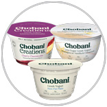 Chobani Greek or Creations Yogurt