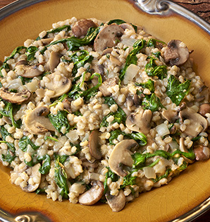 Barley Risotto with Mushrooms and Spinach