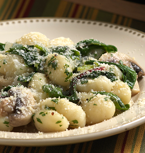 One Skillet Mushroom, Spinach or Kale Gnocchi